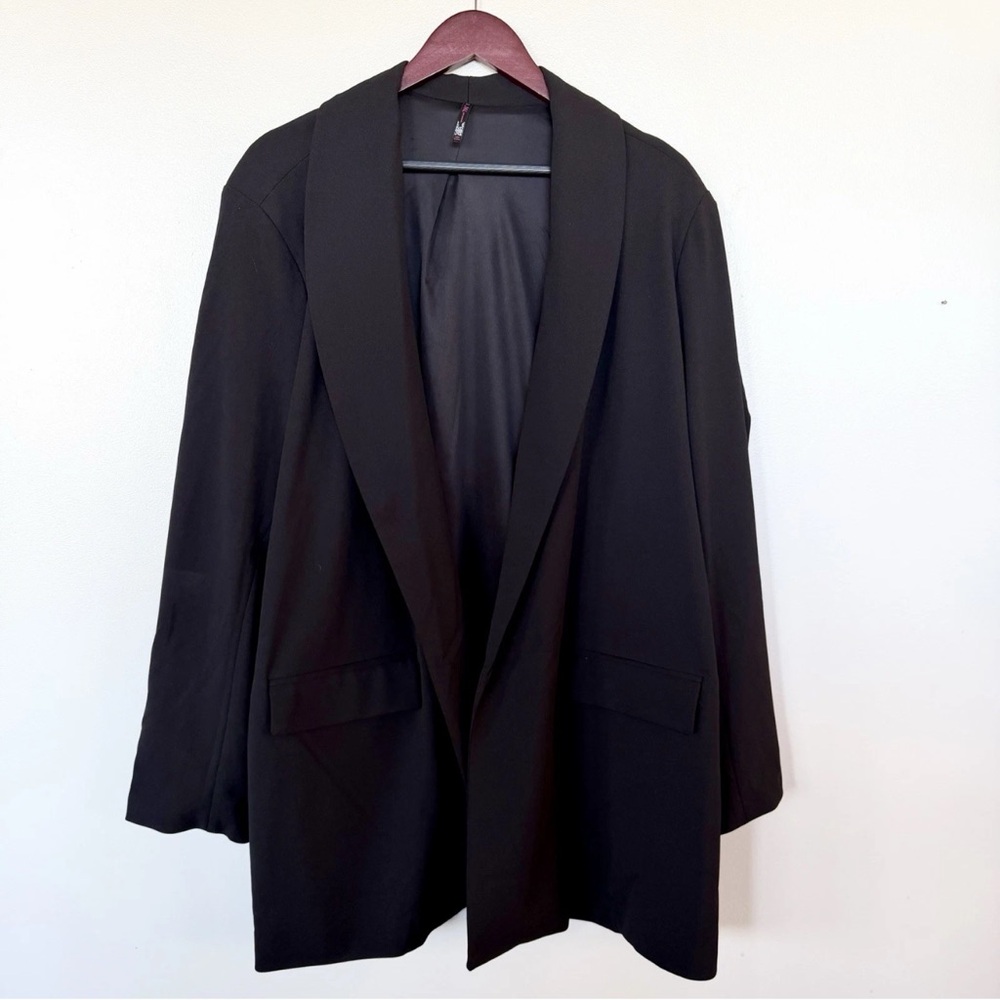 JW Woman Boyfriend Blazer Caviar Black NWT Open Front Relaxed Fit Jacket 3X Plus